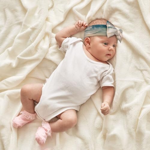 Beach Scenery Baby Bow Headband, Soft Baby Bow Hair Accessory For Newborn Babies, Toddlers, Kids.4