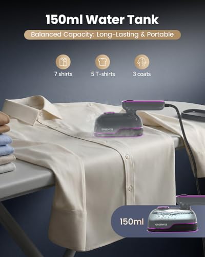 Image of Travel Steamer Iron for Clothes, Portable Handheld Garment Steamer with 6 Smart Modes, Strong Penetrating Steam, 180 Rotatable Handle, 150ml Large Tank for Home & Travel (Light Gray)