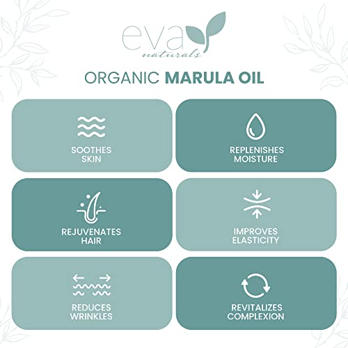 Organic Marula Oil for Face and Hair, 100% Virgin Moisturizing Beauty Oil - Cold Pressed, Natural Anti-Aging Formula - Non-greasy, Unrefined, Rich in Omegas & Antioxidants - 2oz.