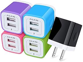 Wall Charger, 5Pack 5V/2.1A AILKIN Dual-Port USB Wall Charger Power Adapter | USBA Plug Power Adapter for iPhone 17/Air/16e/16/15/4/13 Pro Max/12/SE/11Pro Max/XS/XR, Samsung Galaxy, HTC Tablet Moto Box