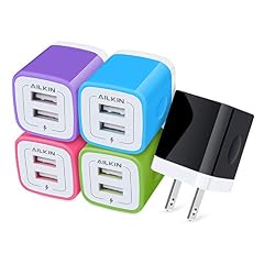 Wall Charger 5Pack 5V 2 1AMP AILKIN Dual-Port USB Wall Charger Home Travel Plug Power Adapter for iPhone