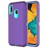 Hapitek A20 Case for Galaxy A20 Case A30 Heavy Duty Shockp Protective Tough 3 in 1 Rugged Case for Samsung Galaxy A20/30 (Light Purple Blue)