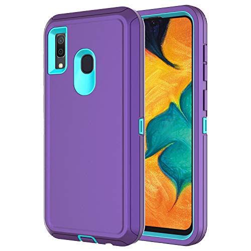 Hapitek A20 Case for Galaxy A20 Case A30 Heavy Duty Shockp Protective Tough 3 in 1 Rugged Case for Samsung Galaxy A20/30 (Light Purple Blue)