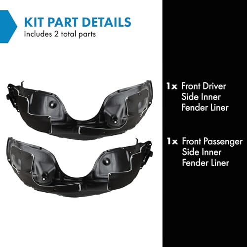 Image of TRQ Front Driver and Passenger Side Inner Fender Liner Set Compatible with 2013-2018 Lexus ES300h ES350