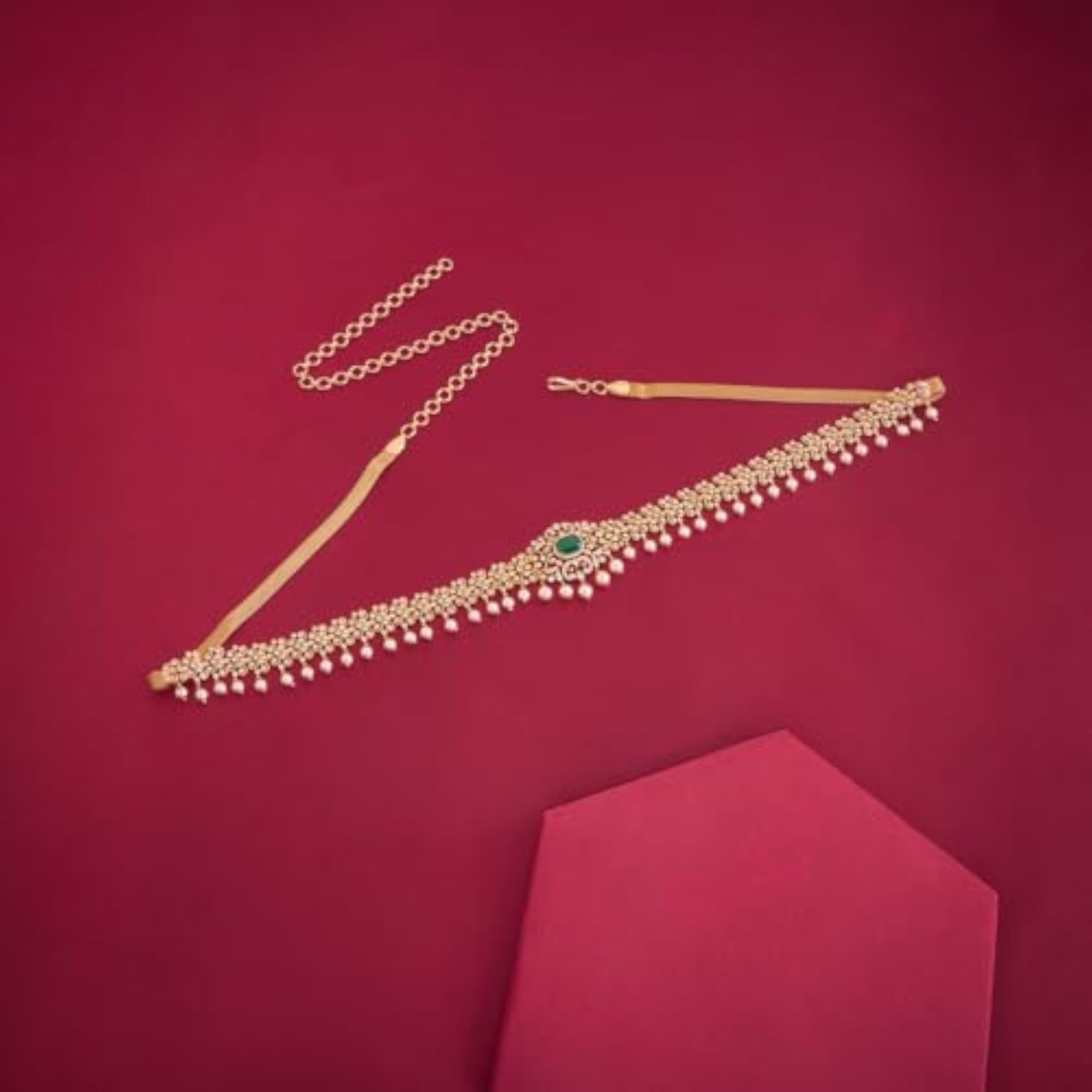 Ruby Gold Plated Zircon Kamarbandh Waist Belt