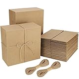 Elcoho 15 Pack Gift Boxes 8 x 8 x 4 Inches Brown Kraft Paper Present Boxes Gift Boxes with Lids for Clothes Wrapping, Bridesmaid Proposal Boxes, Party, Holidays, Birthdays, Weddings, Crafts, Christmas