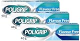Poligrip Denture Adhesive, Fixative Cream to Secure Dentures, False Teeth & Partials, Flavour Free, 40 g, (Pack of 3) - Image 1