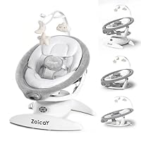 Baby wippe Zoicay 3-in-1 Babywippe Elektrisch für Neugeborene mit 9 modi 360° Drehbar und Schaukel Automatisch Timing Musik Funktion, Fernbedienung & Bluetooth Control für Indoor&Outdoor (Weiß)
