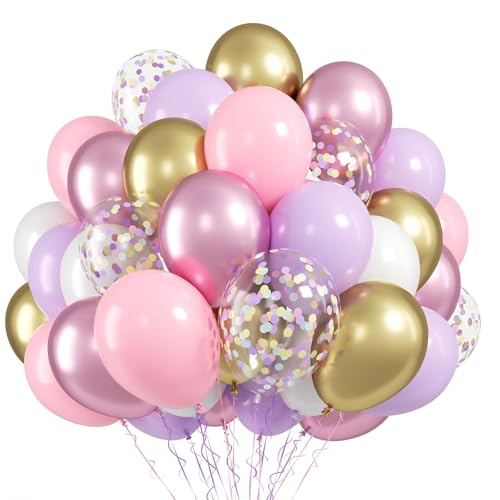 Image of Pink Purple Balloons, 50 Pcs for Girls Birthday Baby Shower Fairy Party