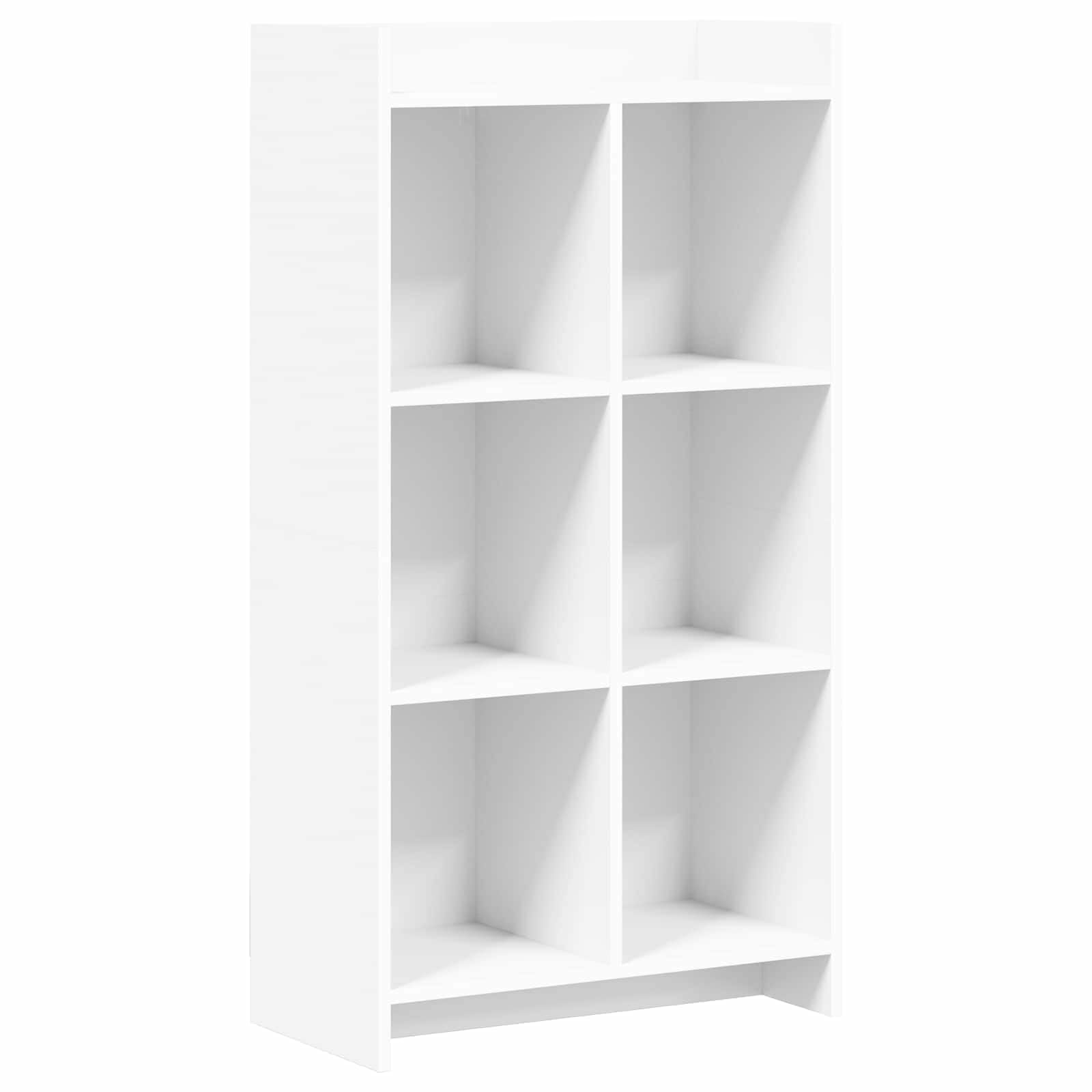 Libreria bianca, 59 x 30 x 111 cm, con 6 scomparti | Scaffale moderno per soggiorno e ufficio, 6 scomparti aperti garantiscono una struttura ordinata nella stanza.