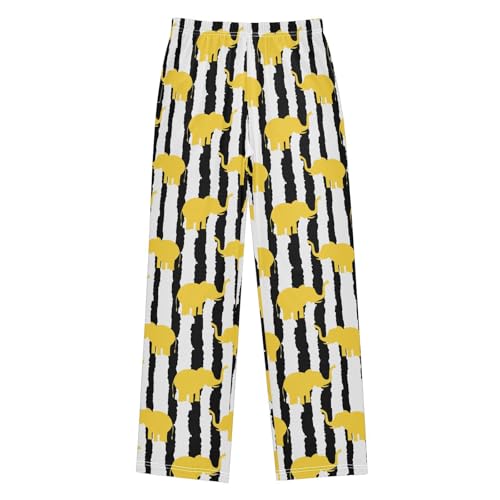 ZZXXB Elephant Stripes Boys Long Pants Soft Trousers Elastic Waist Kids Lounge Bottoms with Pockets S-XL