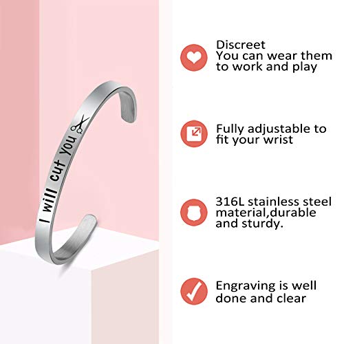 Melix Home Cosmetology Graduation Gift 2022 I Will Cut You Bracelet Gifts For Hairdresser Stylist Cosmetology Student3