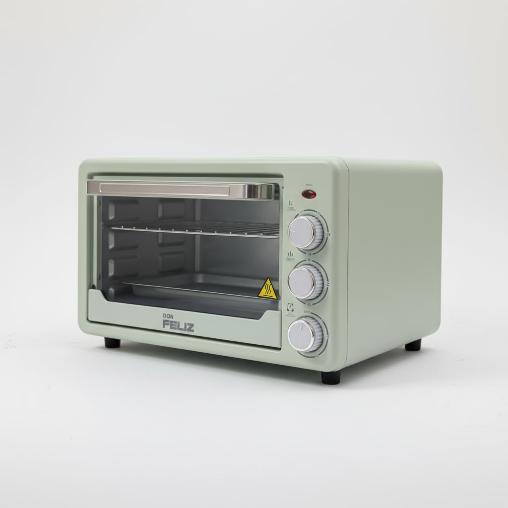 Horno Sobremesa Eléctrico, Negro, 22L, 1500W, Hasta 250°C, 3 Modos de Calor, Temporizador 60 Minutos, con Bandeja y Rejilla, Don Feliz