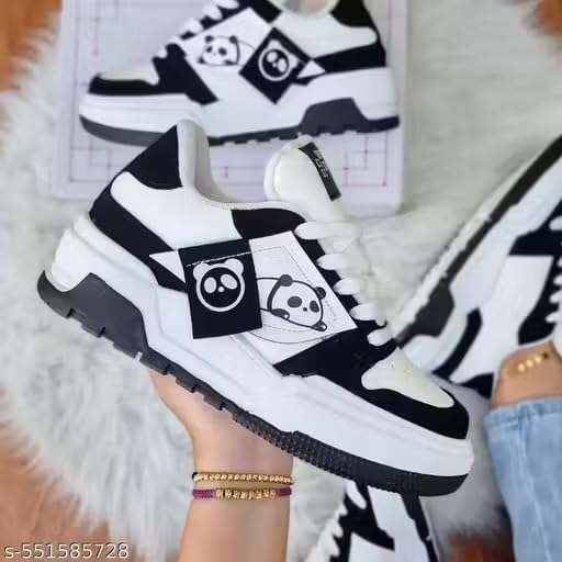 Image of Sneakers for Women Comfortable Synthetic Leather Shoes for Woman, Lace-Up Casual Girls Shoe, Lightweight Sneaker Shoes for Woman
