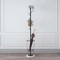 Kertnic Appendiabiti in metallo con base in marmo naturale, autoportante, albero da ingresso con 12 ganci per appendere sciarpe, borse, giacche, appendiabiti da ingresso per casa, organizer per