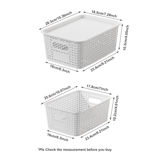 BOBIBOSS White Plastic Storage Baskets with Lids 10 Pack Stackable Storage Bins Containers for Shelves Organizing, Cute Decorative Storage Boxes for Classroom, Playroom, Closet, Pantry by BOBIBOSS - Image 5