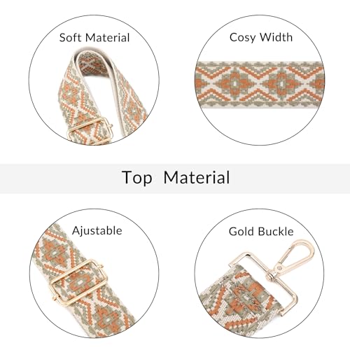Image of Wide Shoulder Strap Replacement for Crossbody Handbag Canvas Belt Guitar Adjustable Strap with Gold Hardware