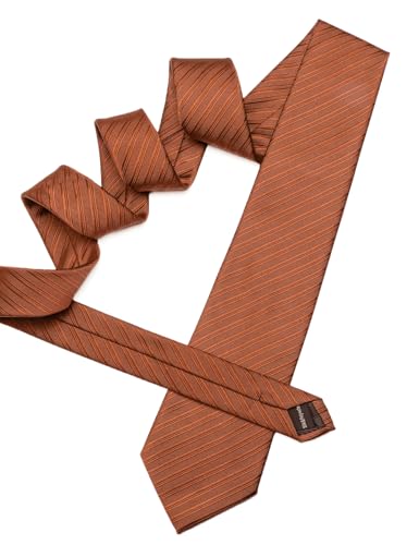Image of Barry.Wang Solid Striped Tie for Men Silk Necktie Pocket Square Cufflinks Formal Wedding Party Business