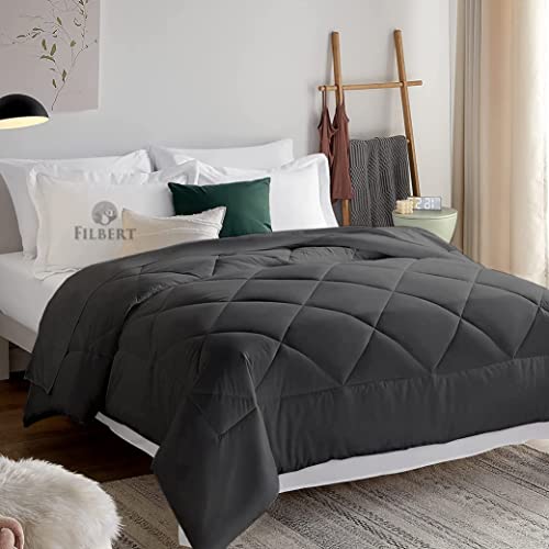 Image of Filbert Microfiber 250 GSM Diamond Stitch Double Bed Comforter Blanket for All Season Light Weight (92 inch x 106 inch Inches /233cm x 269cm) - Comforter King Size|Dark Grey