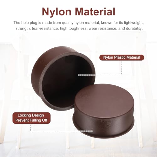 Image of uxcell 20pcs Plastic Hole Cover Plug for 37mm(1 1 /2 inch) Concealed Hinge Cup and Screw Hinge Hole Plugs Covers for Kitchen Cabinet Furniture, Brown