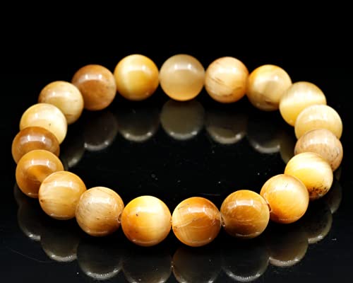 Natural Gold Tiger Eye Beaded Strecthy Bracelet, Genuine Gold Crystal Bracelet, Leo Bracelet, Gemstone Elastic Bracelet, 8mm Beads, Fashion Jewelry, Healing Crystal Chakra Bracelet, Durable Bracelet2