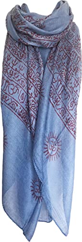 Yak & Yeti womens Om Mantra Scarf (Blue)
