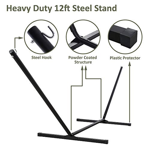 Suncreat Double Hammock, Extra Large Quilted Fabric Swing With Hardwood Spreader Bars & Detachable Pillow, Heavy Duty, Perfect For Indoor/Outdoor Patio, Deck, Yard, Blue&Aqua #TOP6