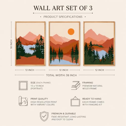 Image of Artsense Modern Landscape Wall Art for Living Room, Bedroom & Office Decor | Premium Artwork Print | Contemporary Nature Inspired Design | Ready to Display Home Decoration (B, 12X18 INCHES)