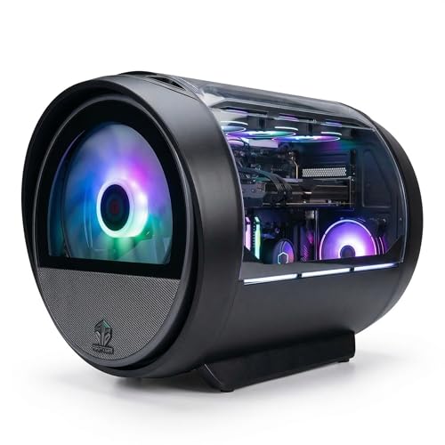 Image of Raptor Vortex RGB Gaming Cabinet (Black /White) | Panoramic Tempered Glass PC Case | mATX & Mini-ITX Support | Preinstalled RGB Fan | High Airflow Compact CPU Cabinet