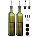 [2 PACK]Aozita 8 oz Glass Olive Oil Dispenser Bottle Set - 250ml Dark Green Oil & Vinegar Cruet Bottle with Pourers, Funnel and Labels - Olive Oil Carafe Decanter for Kitchen
