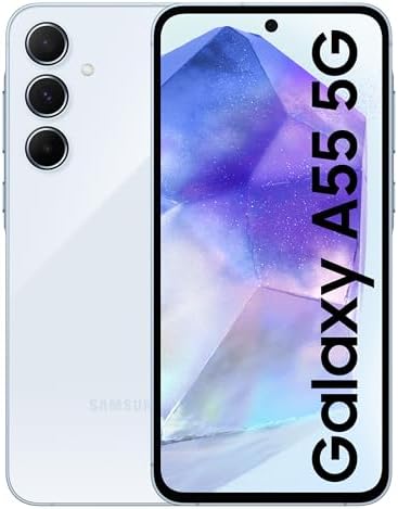 Samsung Galaxy A55 5G (Awesome Iceblue, 12GB RAM, 256GB Storage) | AI Mobile | 50MP Main Camera (OIS) | Super HDR Video| Nightography | IP67 | Gorilla Glass Victus+ | sAMOLED | Gaming Smartphone