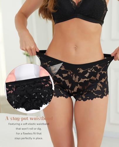 Image of Sunm Boutique Sexy Underwear for Women, Cheeky Lace Boy Shorts