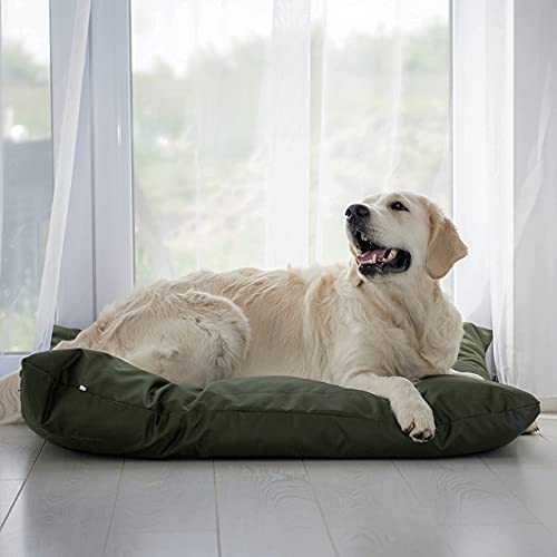 4L Textil ZOE Hundekissen waschbar mit Bezug und Reißverschluss Hundekissen Grosse Hunde Hundematte Liegekissen für Hunde waschbares Hundebett Grosse Hunde (60x50 cm, Dunkelgrün)