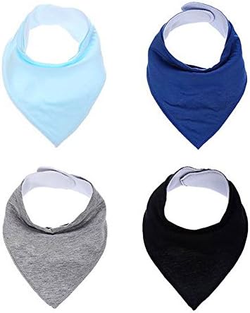 Mr Li Baby Drool Bibs Bandana Teething Organic Cotton Adjustable Snap Triangle Bib Set Baby Boys Girls Shower Gift(Solid Color 2#)