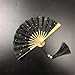 TTOBHF 4-6inch Mini Foldable Hand Fan for Women Portable Handheld Folding Fan for Weddings Fashion Accessories and Gifts(4IN_Black)