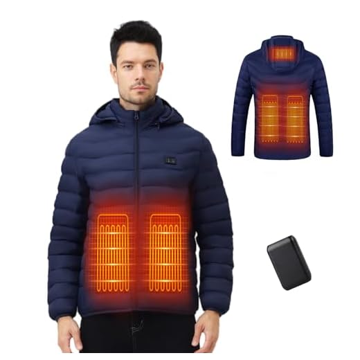 Mincoo Chaqueta Calefactable Hombre con Batería 10000mAh, Chaquetas con Calefaccion con 5 Zonas, 3 Temperaturas, Control Doble, Ideal para Senderismo, Esquí y Acampar