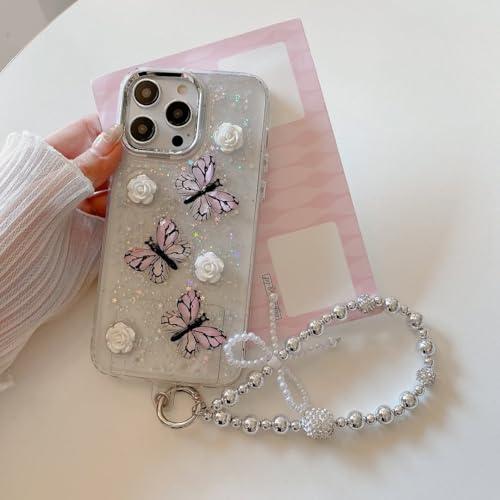 Image of PEEPERLY Back Cover Case for iPhone 15 Scratch Resistant Anti-Slip TPU Shockproof Protective Durable Crystal Flutter Case