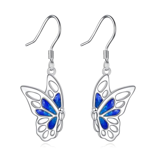 Cadeau pour femme et mère : boucles d'oreilles papillon en argent