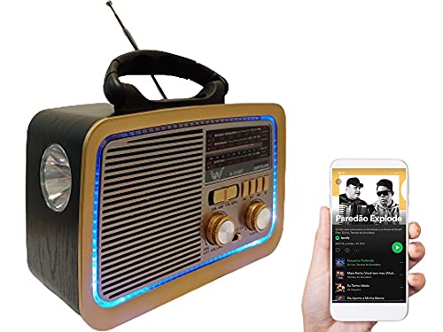 Caixa Som Antiga Radio Portátil Retro Am Fm Sd Usb Bluetooth A 3188 COM LANTERNA - Imagem 2