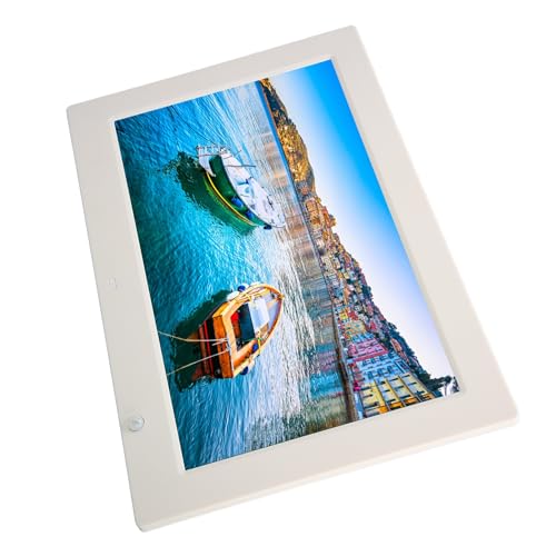 Yctze Display LED con Cornice Digitale da 13 Pollici con Supporto Video, Telecomando e più Formati - Elegante Album Fotografico Elettronico Bianco (Spina europea)