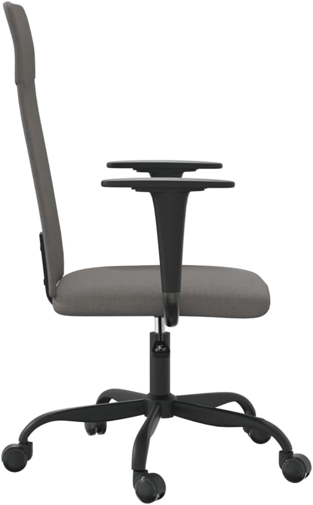 vidaXL Office Chair Height Adjustable, Computer Desk Chair with Armrest, Rolling Chair for Office, Swivel Chair, Modern Style, Dark Gray Fabric