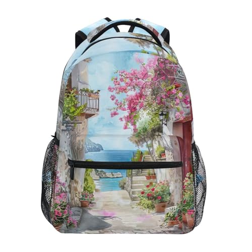 Bookbag for Boys, Romantic Italian Alleyway Travel Bag, Kids Back to School Supplies, Ideal for Ages 6–14