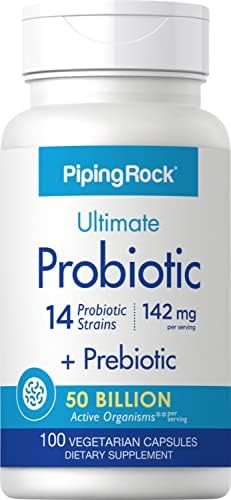 Piping Rock Probiotic 14 Strains 50 Billion Organisms Plus Prebiotic | 100 Vegetarian Capsules | Non-GMO, Gluten Free