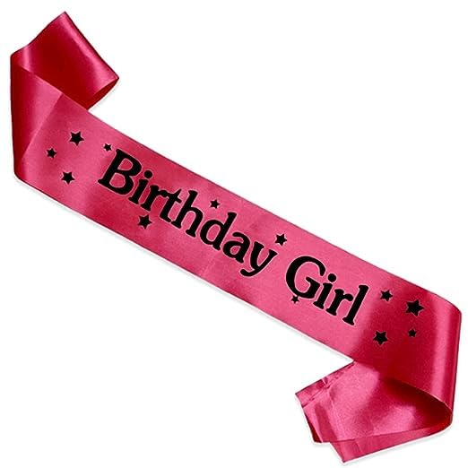 FOLAMOOLYAVAAN Product Fashionable Satin Sash Birthday Girl with Black Lettering - Happy Birthday Sash (Color May Vary) (Pack of 1)