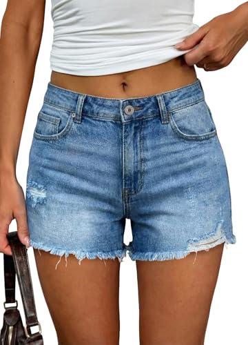 Image of CHICZONE Womens Mid-High Waisted Stretchy Denim Jean Shorts