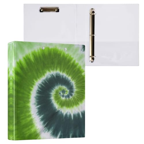 リングファイル ルーズリーフ バインダー a4 緑 グリーン タイダイ 水彩 Dリング 3穴 200枚収納 クリップ&収納ポケット付き 書類整理 事務用品