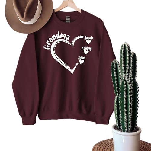 Merrvey Personalized Grandma Sweatshirts For Women With Grandkid Names Nana Sweatshirt Gigi Grammy Sweater Mothers Day Gifts For Grandma Gifts For Christmas Grandma Gift For Birthday cover