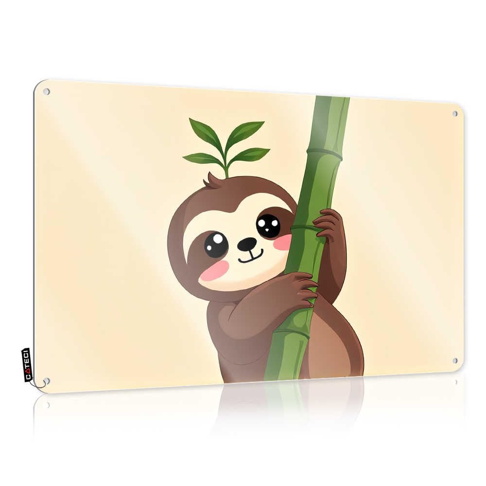 Fzfn Men's Colour Gaming Reusable Decorations | Adorable Sloth Clinging To Bamboo Inappropriate Decorative Wall Art Ready To Hang For Farm(30X40cm)