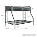DHP Rockstar Metal Bunk Bed Frame, Sturdy Metal Design, Twin-Over-Full - Black