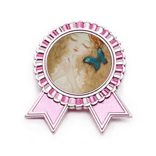 Broche Dress Pretty Girl rose peinture chinoise en métal taille M pour femme